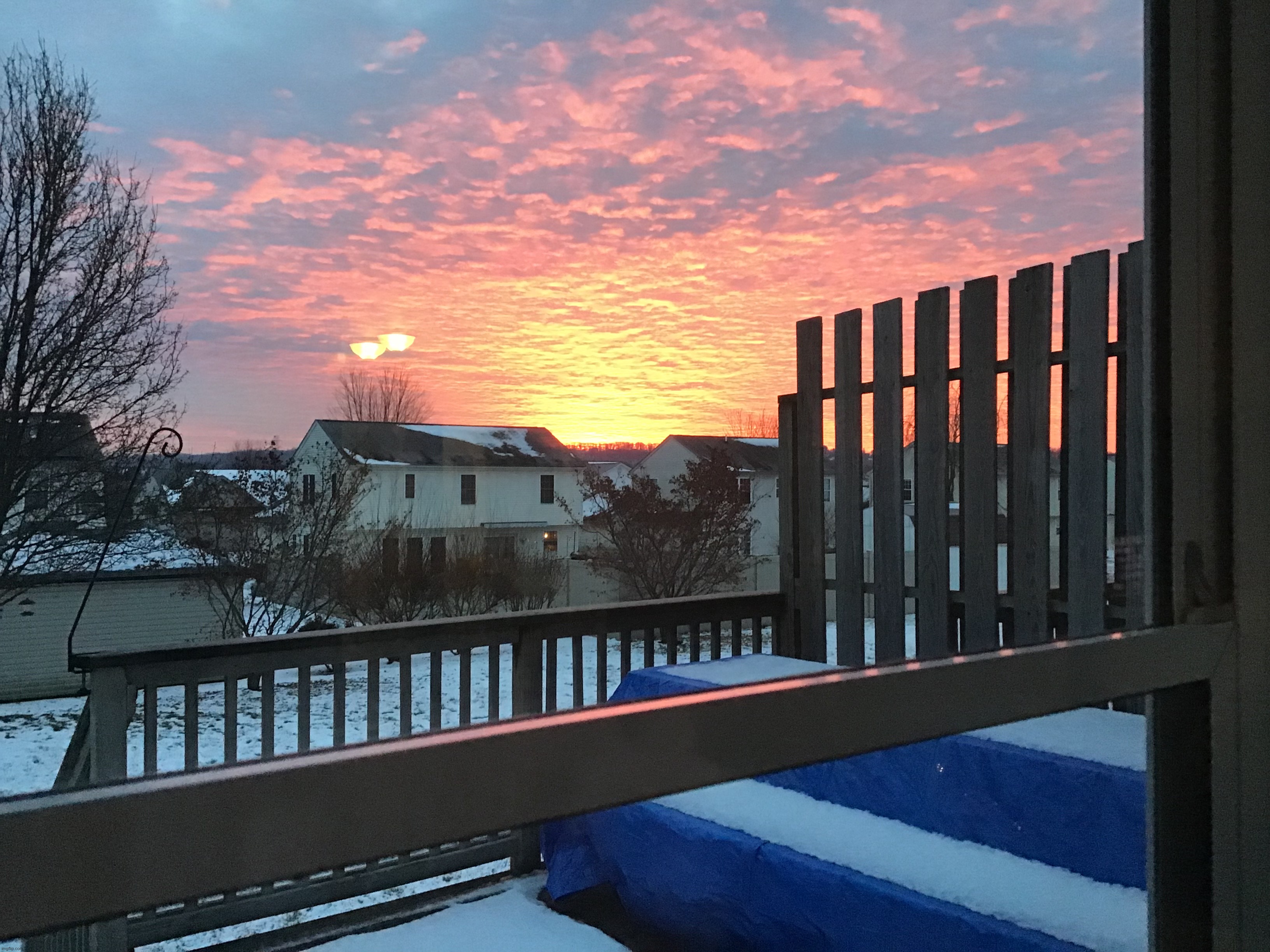 I took this picture of the sunrise last winter after a snowstorm a couple days before | image tagged in share your own photos | made w/ Lifeismeme meme maker