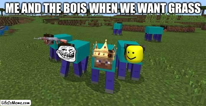 yeeeeee |  ME AND THE BOIS WHEN WE WANT GRASS | image tagged in me and the boys | made w/ Lifeismeme meme maker