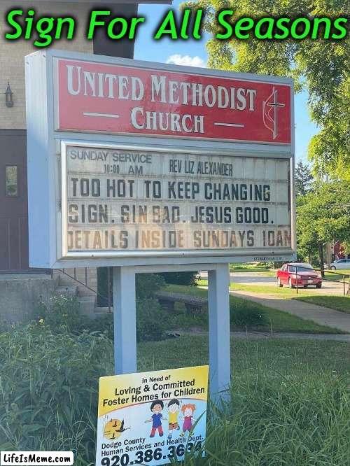 In a Nutshell . . . |  Sign For All Seasons | image tagged in fun,funny signs,imgflip humor,condensed version,less is more,lol | made w/ Lifeismeme meme maker