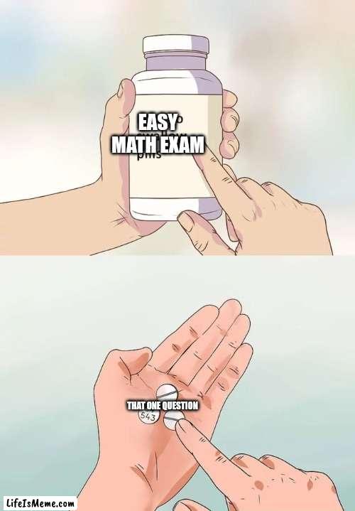 Reality Check |  EASY MATH EXAM; THAT ONE QUESTION | image tagged in memes,hard to swallow pills | made w/ Lifeismeme meme maker