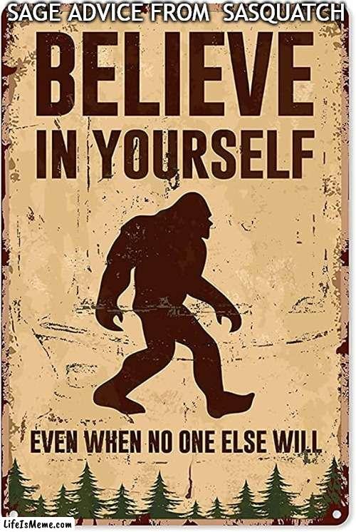 PSA of the Day |  SAGE ADVICE FROM  SASQUATCH | image tagged in fun,funny,signs,imgflip humor,good advice,sasquatch | made w/ Lifeismeme meme maker