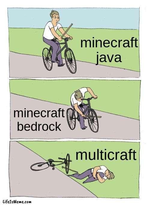 Bike Fall Meme |  minecraft java; minecraft bedrock; multicraft | image tagged in memes,bike fall | made w/ Lifeismeme meme maker