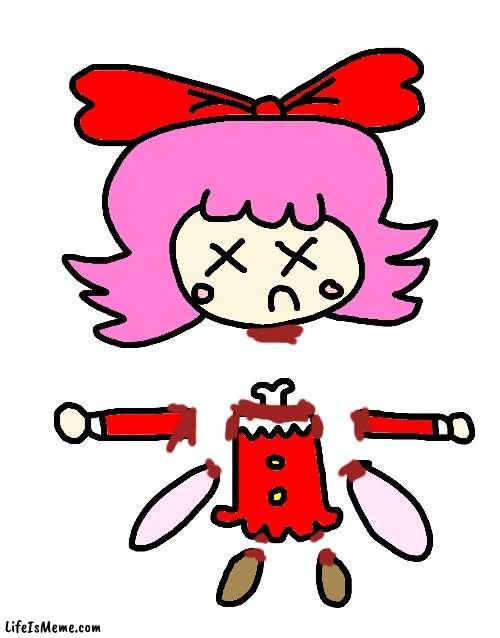 Ribbon gets her limbs and head chopped off | image tagged in kirby,gore,blood,funny,comics/cartoons,cute | made w/ Lifeismeme meme maker