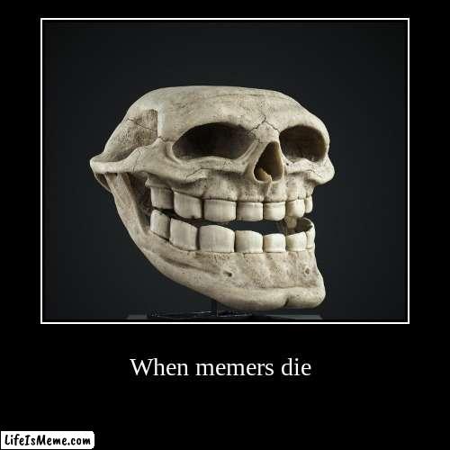 When memers die | When memers die | image tagged in funny,demotivationals | made w/ Lifeismeme demotivational maker