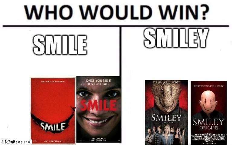 Crazy |  SMILEY; SMILE | image tagged in memes,who would win | made w/ Lifeismeme meme maker