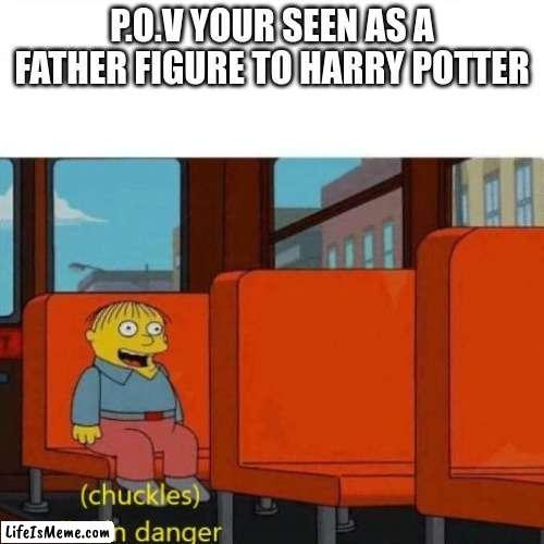 Chuckles, I’m in danger |  P.O.V YOUR SEEN AS A FATHER FIGURE TO HARRY POTTER | image tagged in chuckles i m in danger,harry potter | made w/ Lifeismeme meme maker