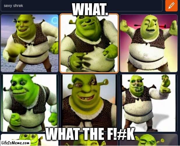 shrexy |  WHAT. WHAT THE F!#K | image tagged in shrek | made w/ Lifeismeme meme maker