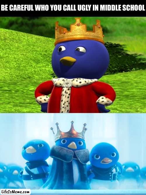 Those animators knew what they were doing! | BE CAREFUL WHO YOU CALL UGLY IN MIDDLE SCHOOL | image tagged in funny,memes,super mario,backyard,pablo why aren't we alive,relatable | made w/ Lifeismeme meme maker