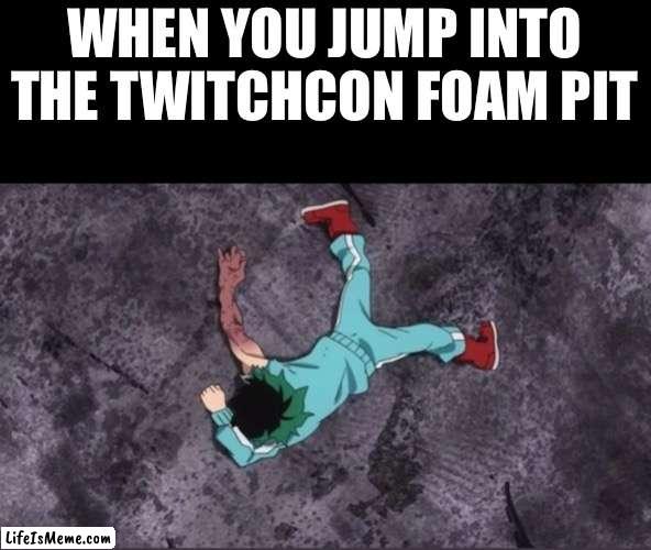 Don’t go to TwitchCon |  WHEN YOU JUMP INTO THE TWITCHCON FOAM PIT | image tagged in funny memes,dank memes | made w/ Lifeismeme meme maker