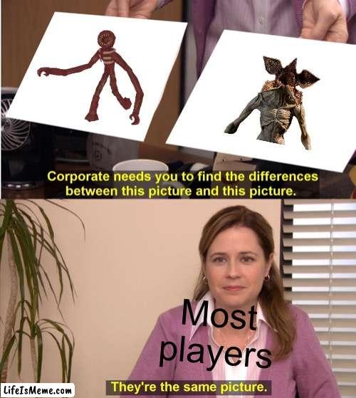 Doors meme: Figure or Demogorgon? | Most players | image tagged in memes,roblox,cats,funny,gifs,minecraft | made w/ Lifeismeme meme maker