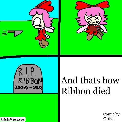 Ribbon got stabbed with a knife and dies (And it's funny) | image tagged in kirby,gore,blood,funny,cute,comics/cartoons | made w/ Lifeismeme meme maker