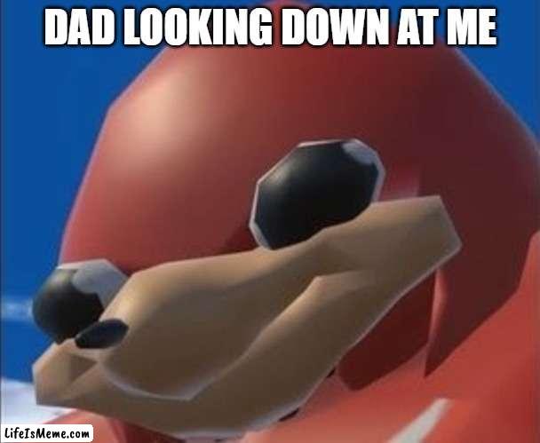 why are you so tall |  DAD LOOKING DOWN AT ME | image tagged in do you know the way,dad | made w/ Lifeismeme meme maker