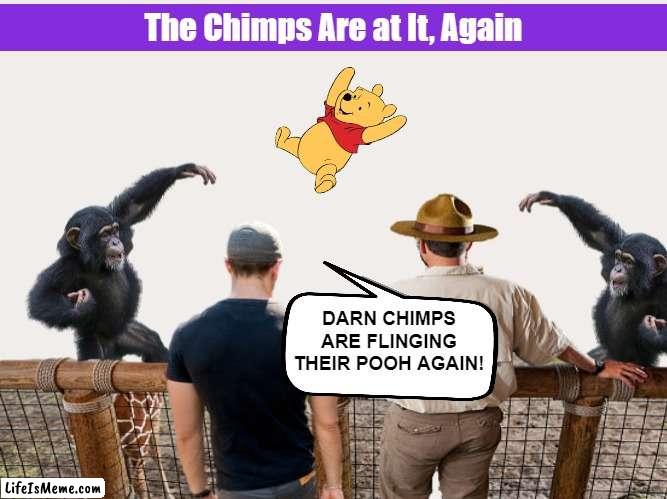 The Chimps Are at It, Again |  The Chimps Are at It, Again | image tagged in chimpanzee,chimp,winnie the pooh,zoo,funny,memes | made w/ Lifeismeme meme maker