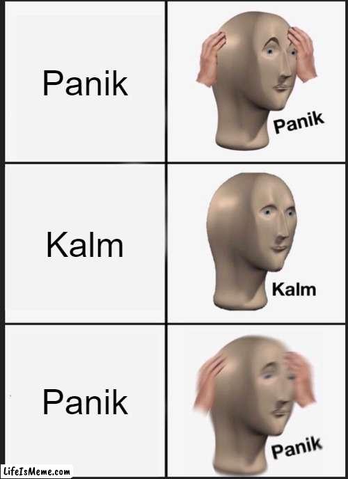 Don't Panik |  Panik; Kalm; Panik | image tagged in memes,panik kalm panik,panik | made w/ Lifeismeme meme maker
