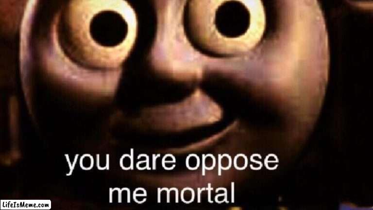 You dare oppose me mortal | image tagged in you dare oppose me mortal | made w/ Lifeismeme meme maker