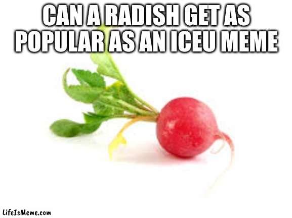 can it? |  CAN A RADISH GET AS POPULAR AS AN ICEU MEME | image tagged in radish,memes,imgflip,one does not simply,waiting skeleton | made w/ Lifeismeme meme maker