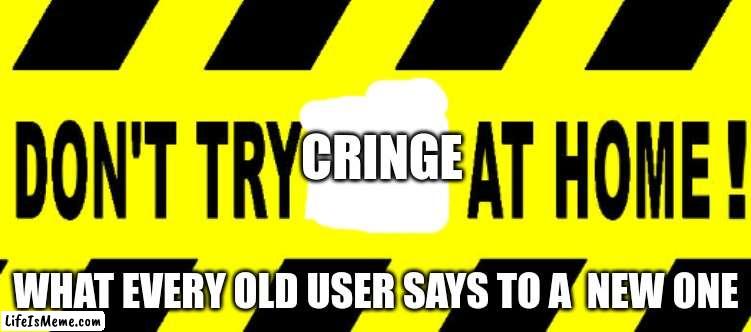 DO NOT |  CRINGE; WHAT EVERY OLD USER SAYS TO A  NEW ONE | image tagged in cringe,memes,new users | made w/ Lifeismeme meme maker