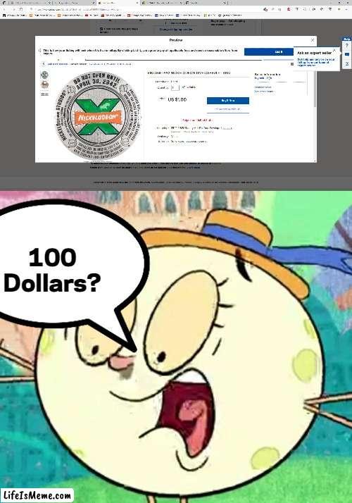 Luna the Moon has to use 100 dollars | 100 Dollars? | image tagged in memes,funny,luna the moon | made w/ Lifeismeme meme maker