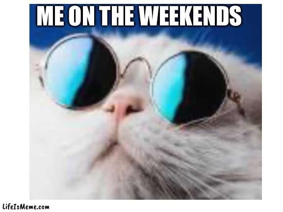 Chill |  ME ON THE WEEKENDS | image tagged in just chillin' | made w/ Lifeismeme meme maker