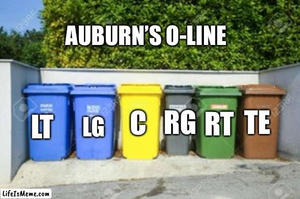 Auburn |  AUBURN’S O-LINE; TE; LG; RG; RT; C; LT | image tagged in auburn,trash,o-line,oline | made w/ Lifeismeme meme maker