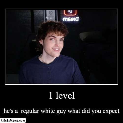 ran out of ideas so i created a loop | 1 level | he's a  regular white guy what did you expect | image tagged in funny,demotivationals | made w/ Lifeismeme demotivational maker