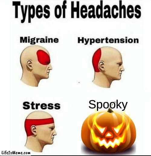 Not an Iceu meme, surprisingly |  Spooky | image tagged in types of headaches meme,spooktober,spooky month,memes,fun,funny | made w/ Lifeismeme meme maker