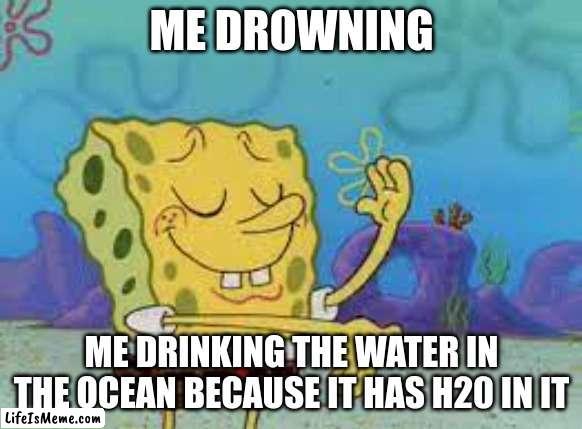 its to easy |  ME DROWNING; ME DRINKING THE WATER IN THE OCEAN BECAUSE IT HAS H20 IN IT | image tagged in its to easy,funny,fun,trending,you think this is funny | made w/ Lifeismeme meme maker