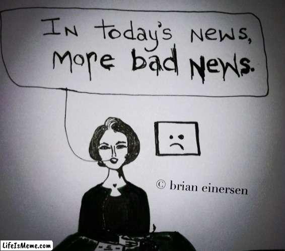 The Happy NewsKaster | image tagged in fashion kartoon,breaking news,newscaster,social kommentary,lady saga,brian einersen | made w/ Lifeismeme meme maker