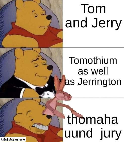 Whinnie The Poo (Normal, Fancy, Gross) | Tom and Jerry; Tomothium as well as Jerrington; thomaha uund  jury | image tagged in whinnie the poo normal fancy gross | made w/ Lifeismeme meme maker