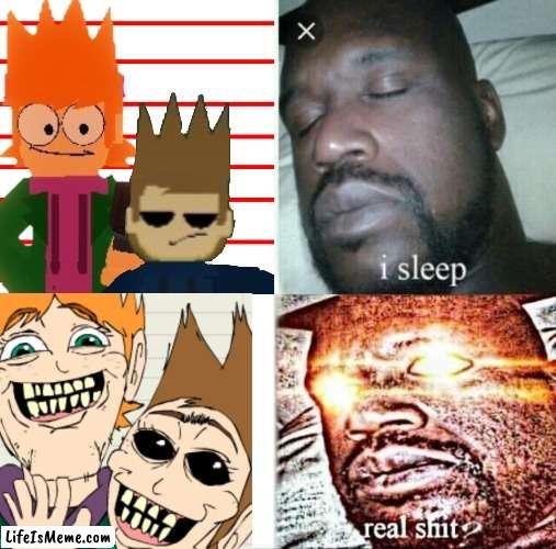 Who did it better? | image tagged in eddsworld,sleeping shaq,cursed image | made w/ Lifeismeme meme maker