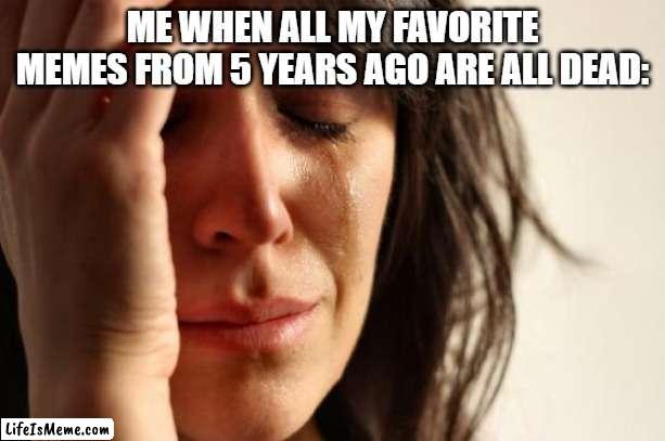 ahhhhh | ME WHEN ALL MY FAVORITE MEMES FROM 5 YEARS AGO ARE ALL DEAD: | image tagged in memes,first world problems | made w/ Lifeismeme meme maker