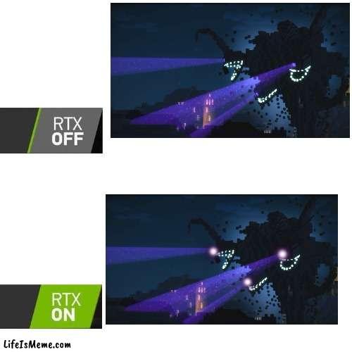 RTX definition: eyes that are glowing in a realistic way | image tagged in rtx | made w/ Lifeismeme meme maker