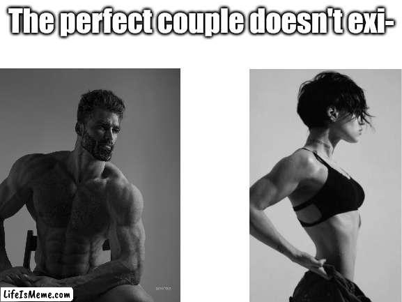 Giga couple | The perfect couple doesn't exi- | image tagged in blank white template,gigachad | made w/ Lifeismeme meme maker