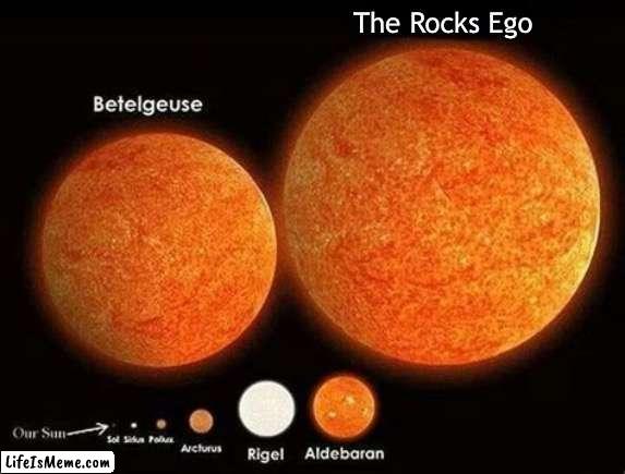 This is mind blowing | The Rocks Ego | image tagged in largest planets in the universe,the rock,memes,funny | made w/ Lifeismeme meme maker