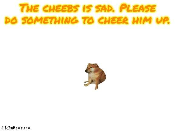 Cheeb sadness | The cheebs is sad. Please do something to cheer him up. | image tagged in blank white template,cheeb | made w/ Lifeismeme meme maker