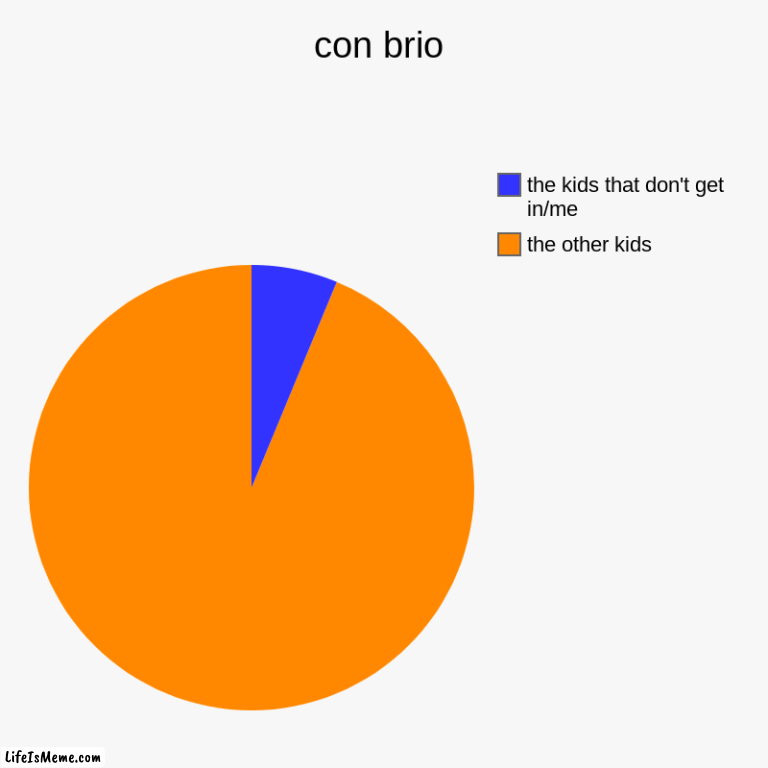 con brio is the special choir | con brio | the other kids, the kids that don't get in/me | image tagged in charts,pie charts | made w/ Lifeismeme chart maker