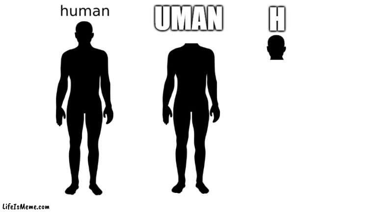 human? | H; UMAN | image tagged in words of wisdom | made w/ Lifeismeme meme maker