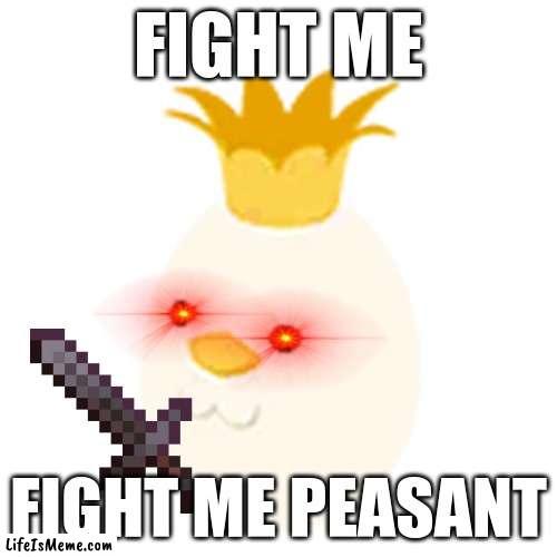 egg duck | FIGHT ME; FIGHT ME PEASANT | image tagged in duck,egg,fight,meme,peasant | made w/ Lifeismeme meme maker