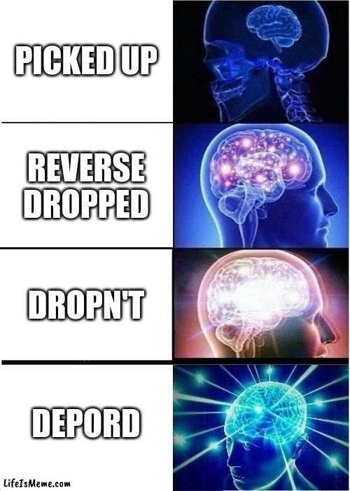 Picked up | PICKED UP; REVERSE DROPPED; DROPN'T; DEPORD | image tagged in memes,expanding brain | made w/ Lifeismeme meme maker
