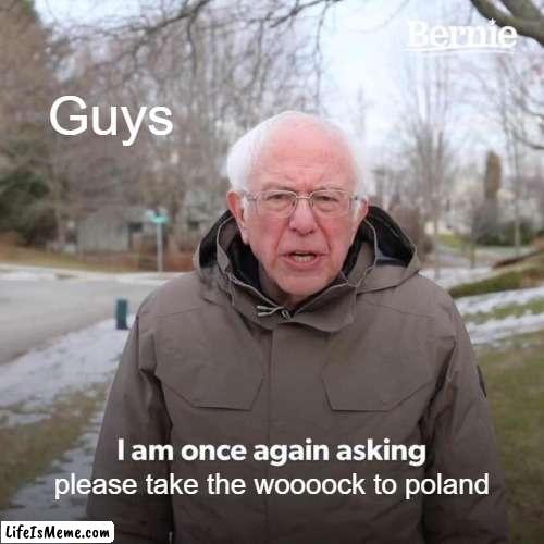 the wock | Guys; please take the woooock to poland | image tagged in memes,bernie i am once again asking for your support | made w/ Lifeismeme meme maker