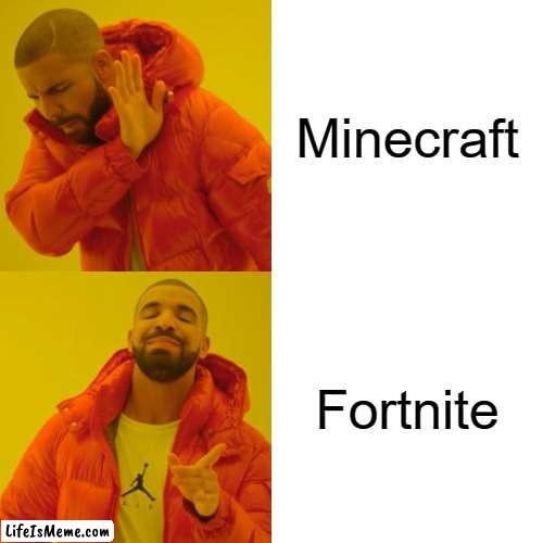 People when I want food | Minecraft; Fortnite | image tagged in memes,drake hotline bling | made w/ Lifeismeme meme maker