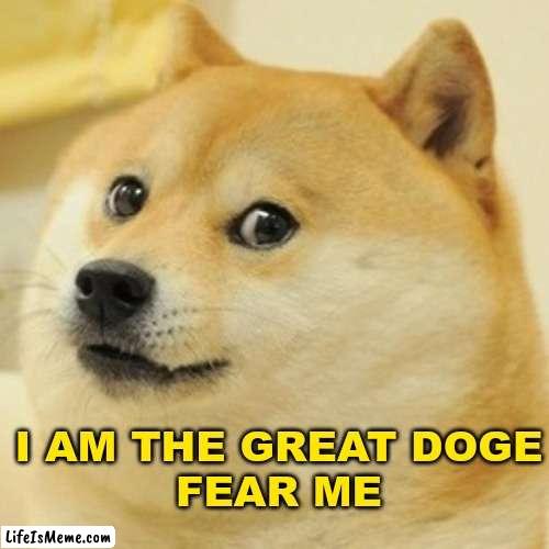 i am the great DOGE | I AM THE GREAT DOGE
FEAR ME | image tagged in memes,doge,funny,dog | made w/ Lifeismeme meme maker