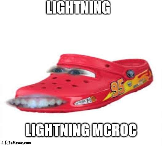 lightning mcroc | LIGHTNING; LIGHTNING MCROC | image tagged in white background,cursed image,memes,random | made w/ Lifeismeme meme maker