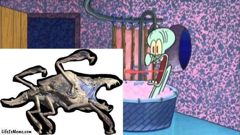 Cloverfield Parasite Drops By Squidward's House | image tagged in who dropped by squidward's house,x drops by squidward's house,squidward,cloverfield,spongebob squarepants,cloverfield parasite | made w/ Lifeismeme meme maker