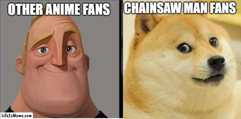 anime meme for csm fans | CHAINSAW MAN FANS; OTHER ANIME FANS | image tagged in mr incredible those who know | made w/ Lifeismeme meme maker