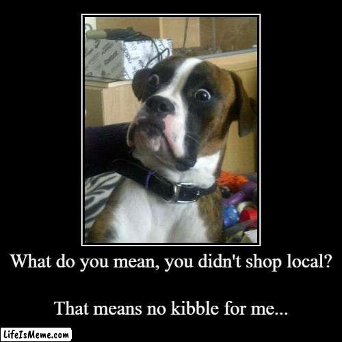 ShopLocalDog | image tagged in funny,demotivationals | made w/ Lifeismeme demotivational maker