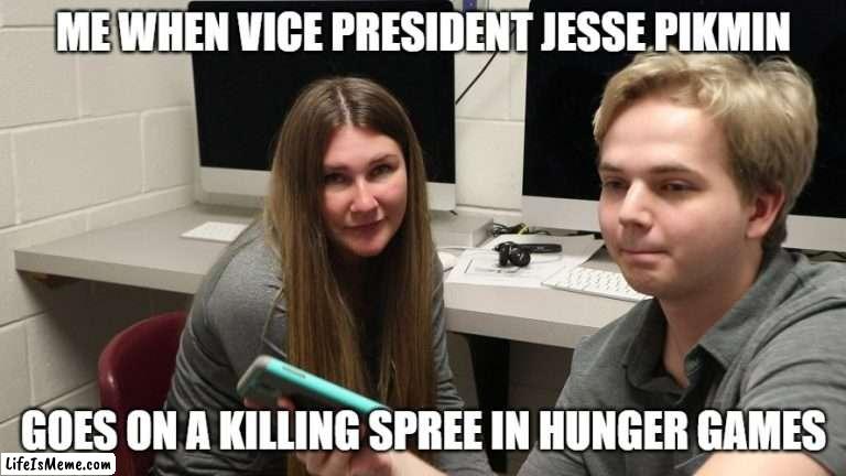 Norm Al Concern | ME WHEN VICE PRESIDENT JESSE PIKMIN; GOES ON A KILLING SPREE IN HUNGER GAMES | image tagged in the office files,norm al,melanie miller | made w/ Lifeismeme meme maker