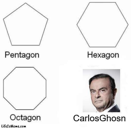 Carlos Ghosn | CarlosGhosn | image tagged in memes,pentagon hexagon octagon | made w/ Lifeismeme meme maker