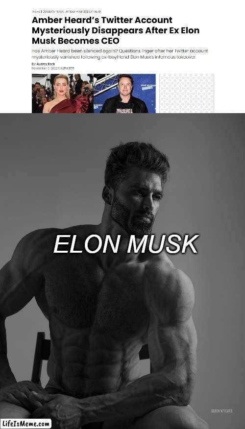 Elon musk is a johnny depp supporter confirmed. | ELON MUSK | image tagged in giga chad | made w/ Lifeismeme meme maker