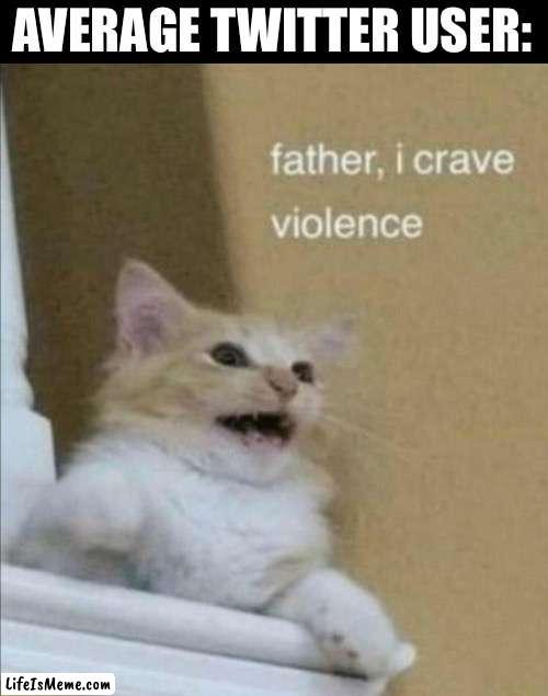 Maybe Reddit too | AVERAGE TWITTER USER: | image tagged in father i crave violence,twitter,funny,average,death | made w/ Lifeismeme meme maker